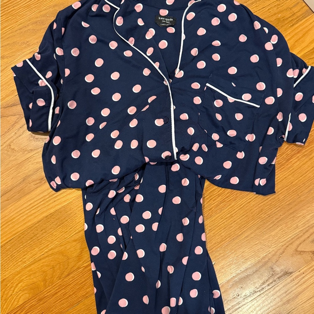 Kate Spade Navy and Pink Polka Dot Pajamas